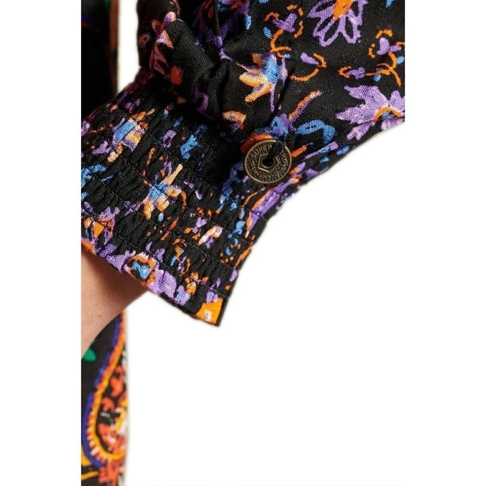 Superdry Multicolor Paisley High Neck Long Sleeve Cottagecore Boho Mini Dress - Picture 12 of 15
